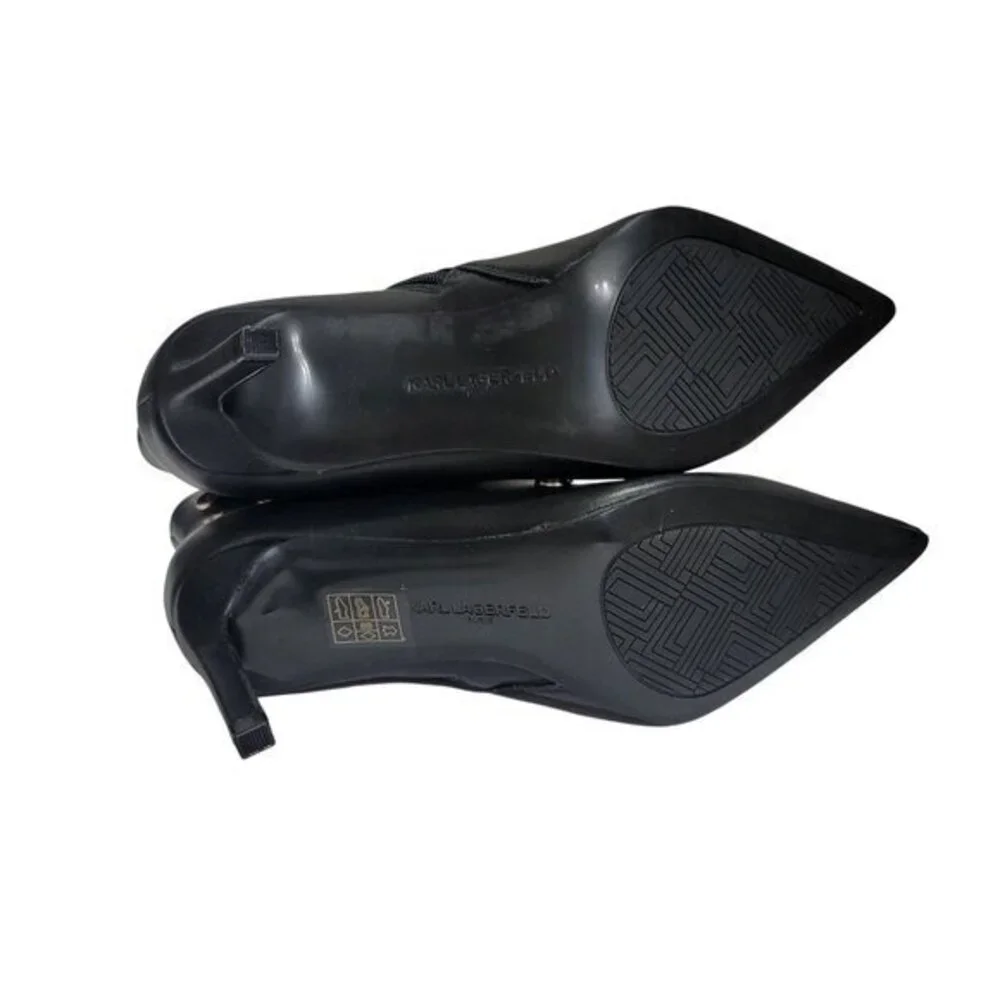 Karl Lagerfeld Saina Boots Heeled Booties 5 Black Leather